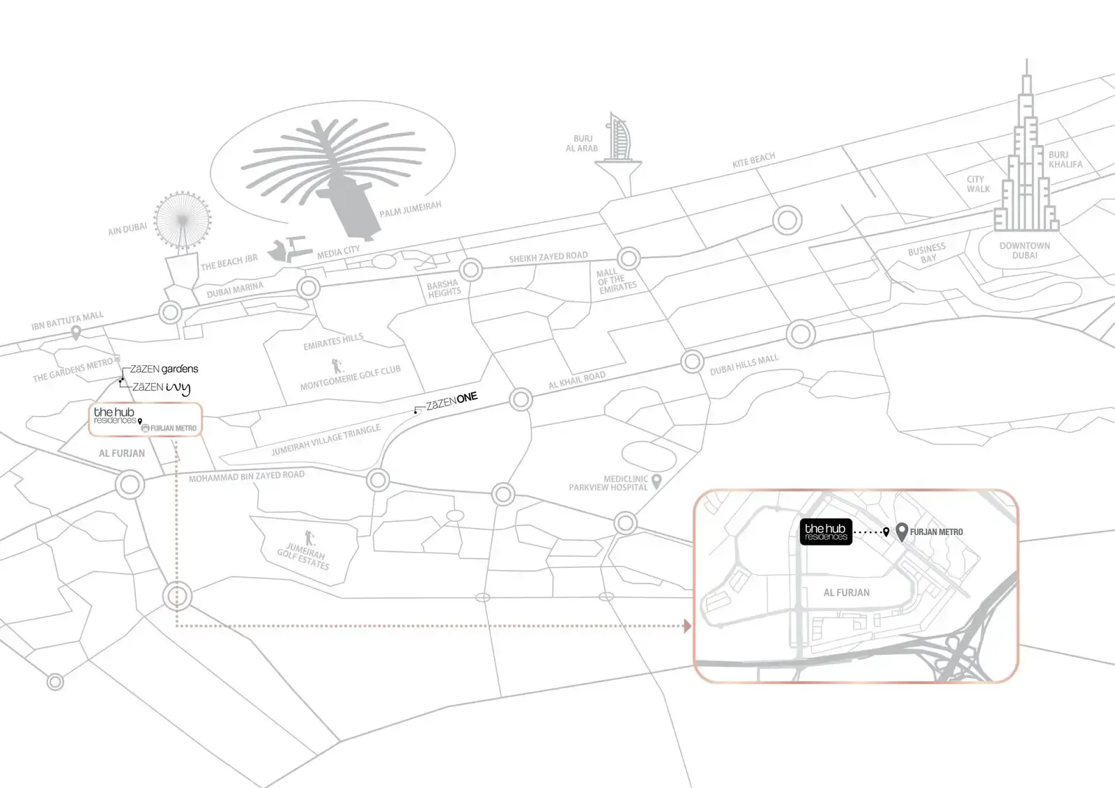 The Hub Residences masterplan, Al Furjan