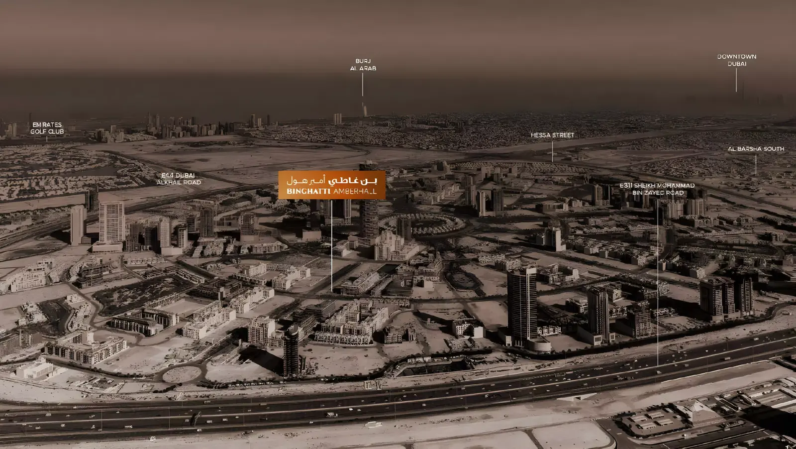 Binghatti Amberhall masterplan, Jumeirah Village Circle