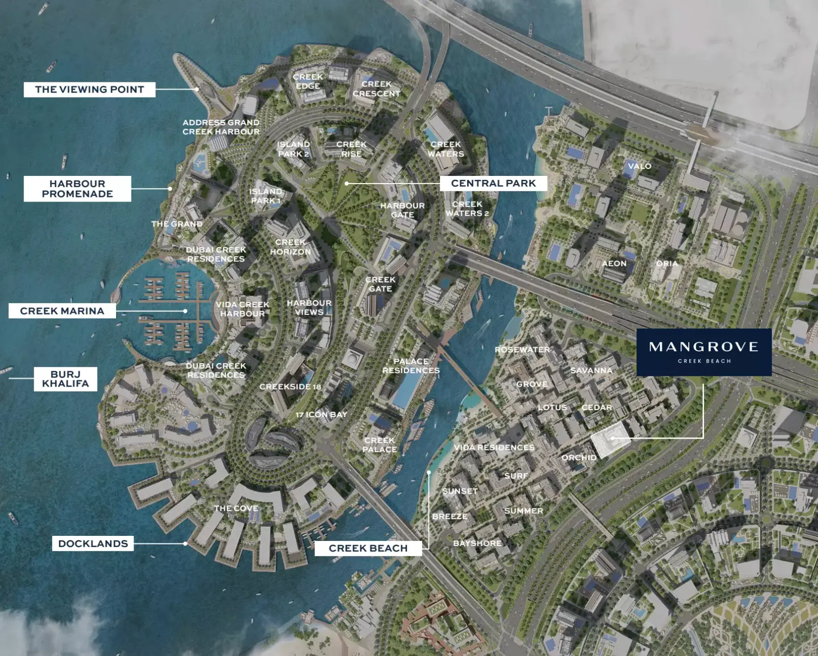 Mangrove masterplan, Dubai Creek Harbour (The Lagoons)