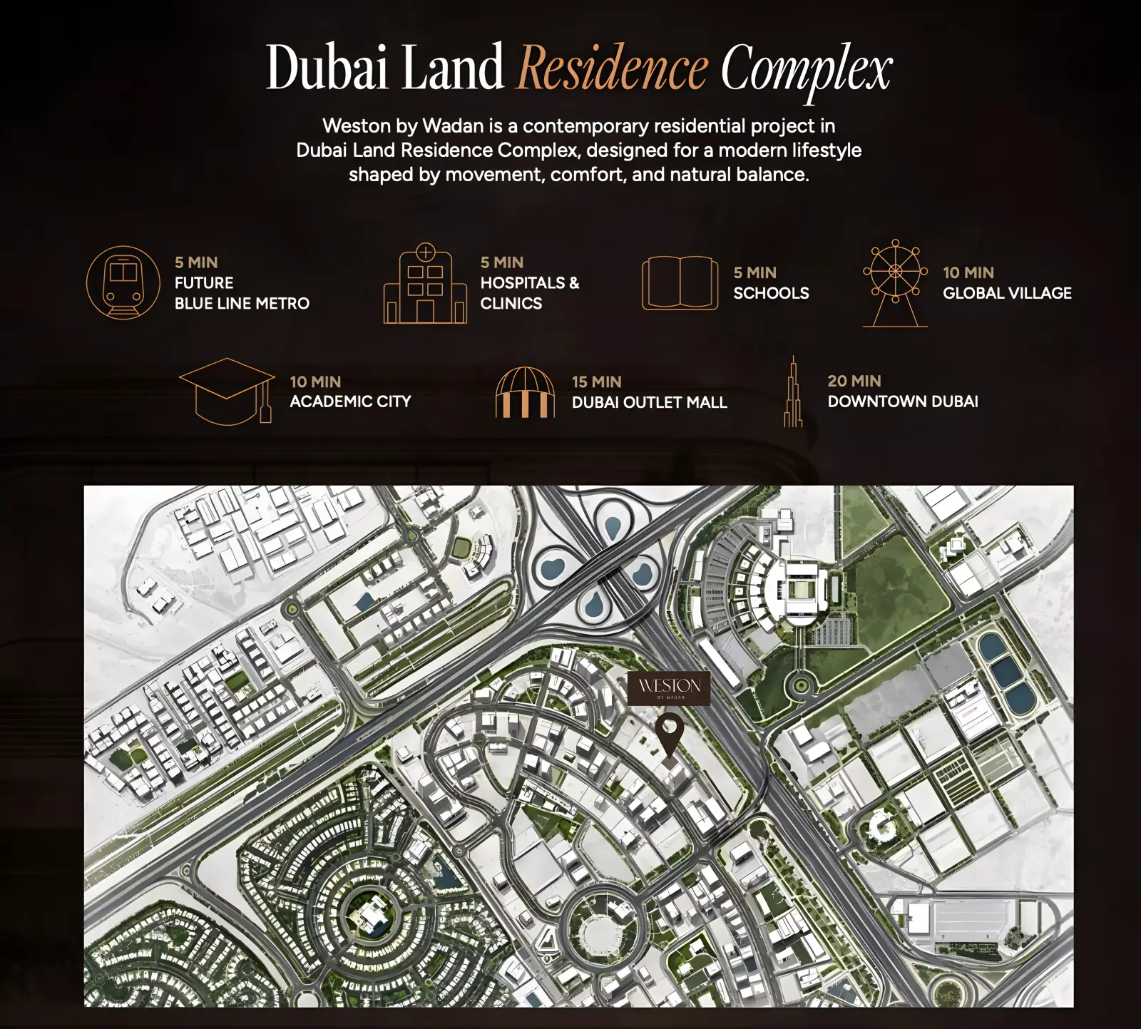 Weston masterplan, Dubai Land Residence Complex