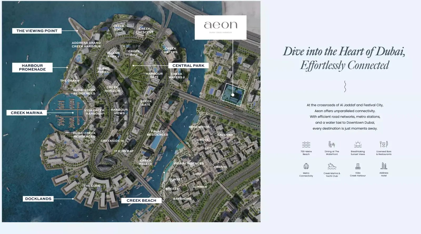 Aeon masterplan, Dubai Creek Harbour (The Lagoons)
