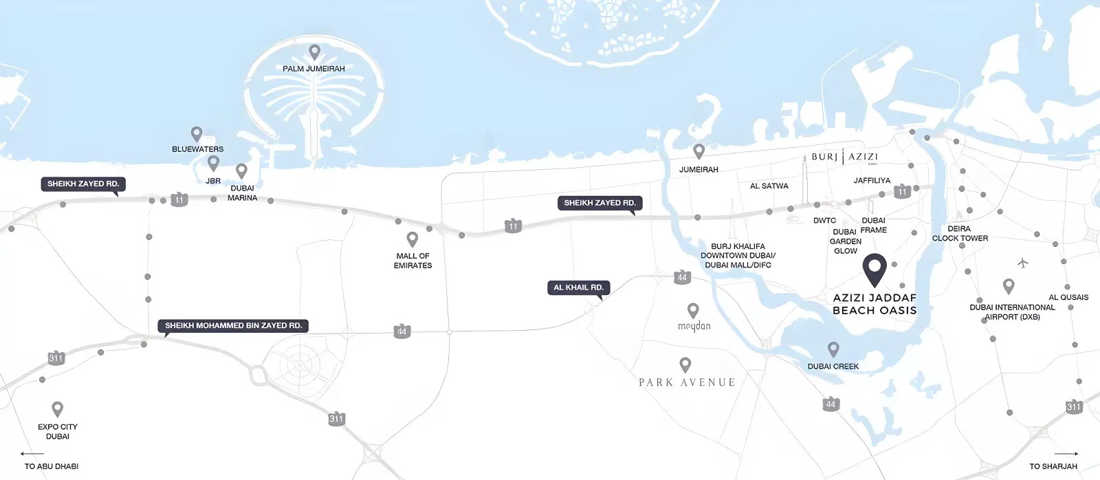Azizi Jaddaf Beach Oasis masterplan, Al Jaddaf