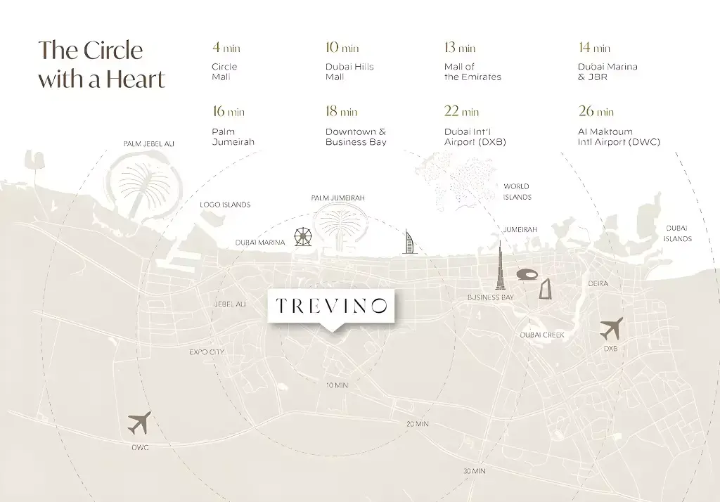 Мастер-план Trevino Residences, Jumeirah Village Circle