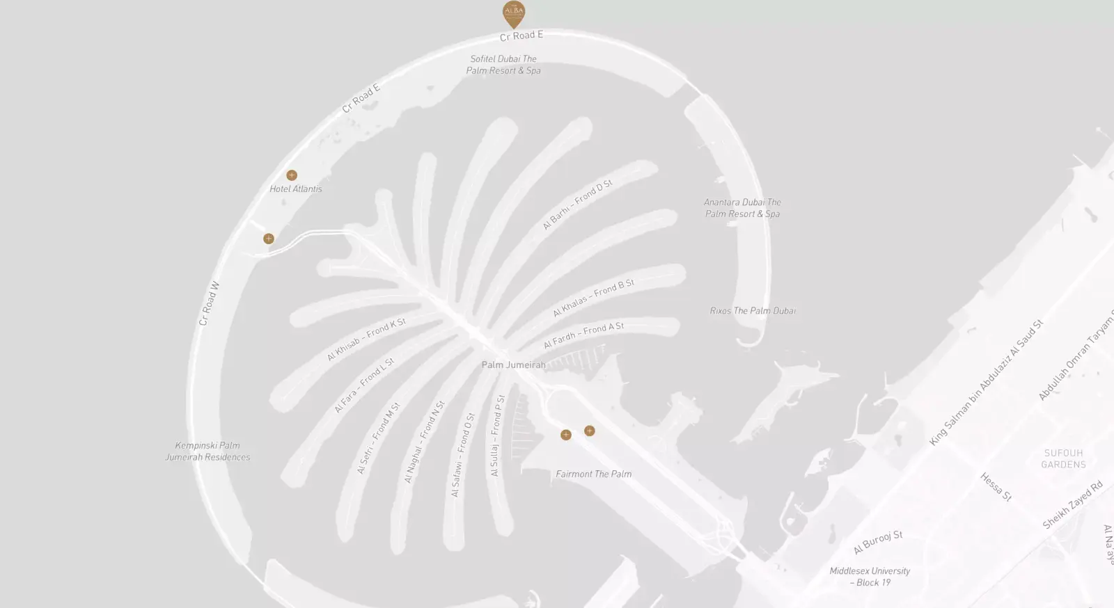 The Alba Residences Dorchester Collection masterplan, Palm Jumeirah