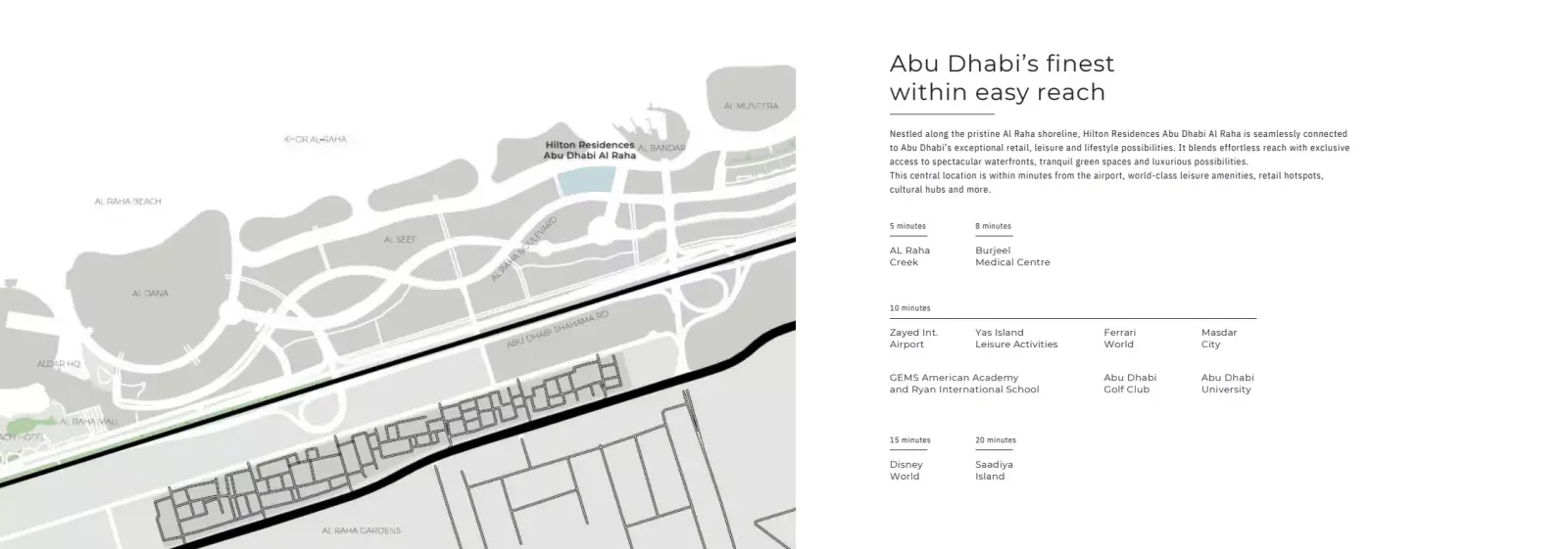 Hilton Residences Abu Dhabi Al Raha masterplan, Al Raha Beach