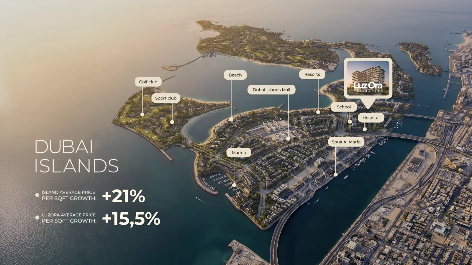 Luzora Residences masterplan, Dubai Islands
