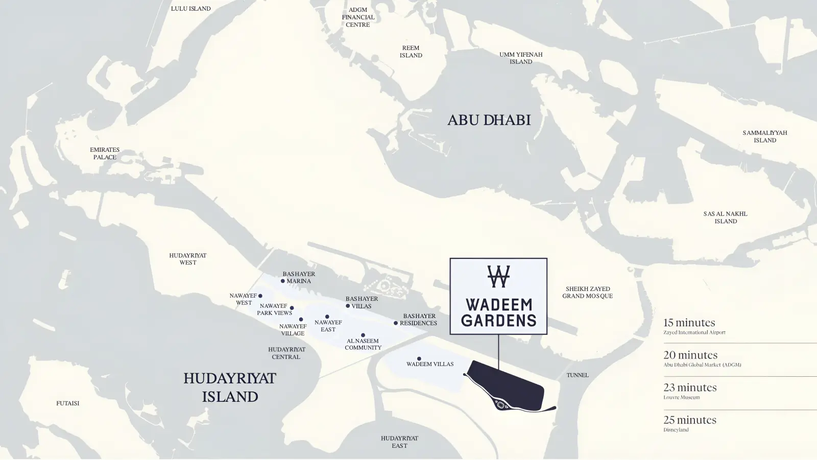 Wadeem Gardens masterplan, Al Hudayriat Island