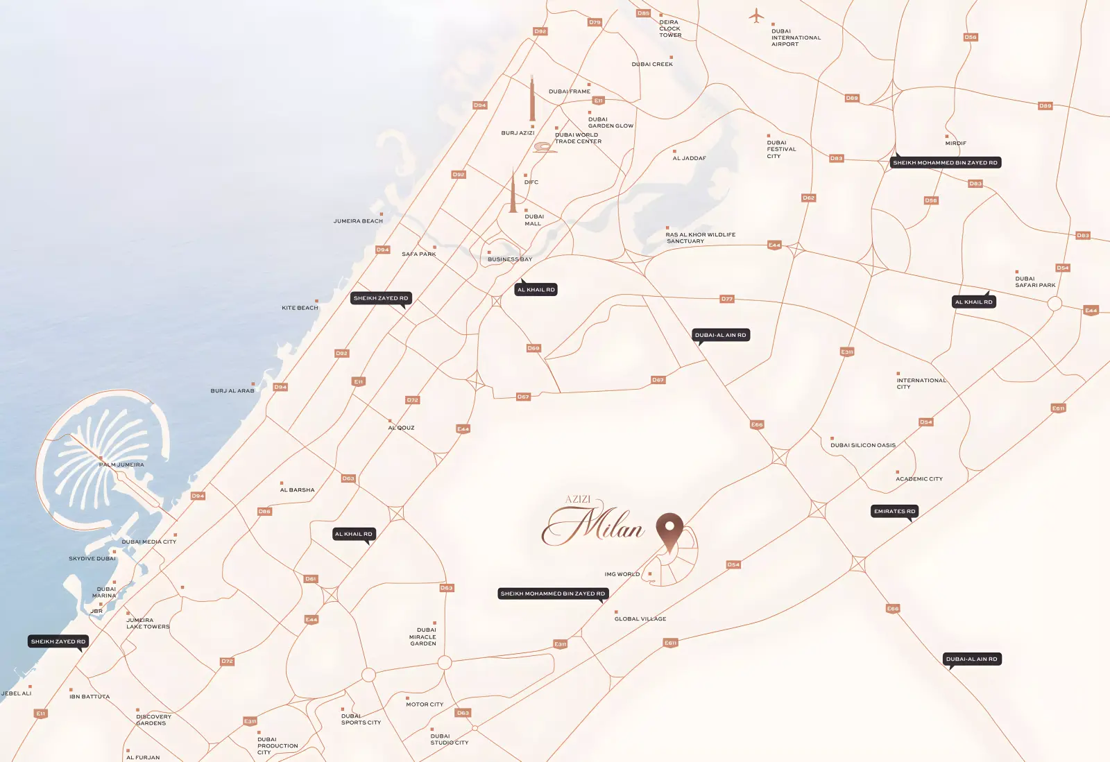 Azizi Milan 53 masterplan, City of Arabia