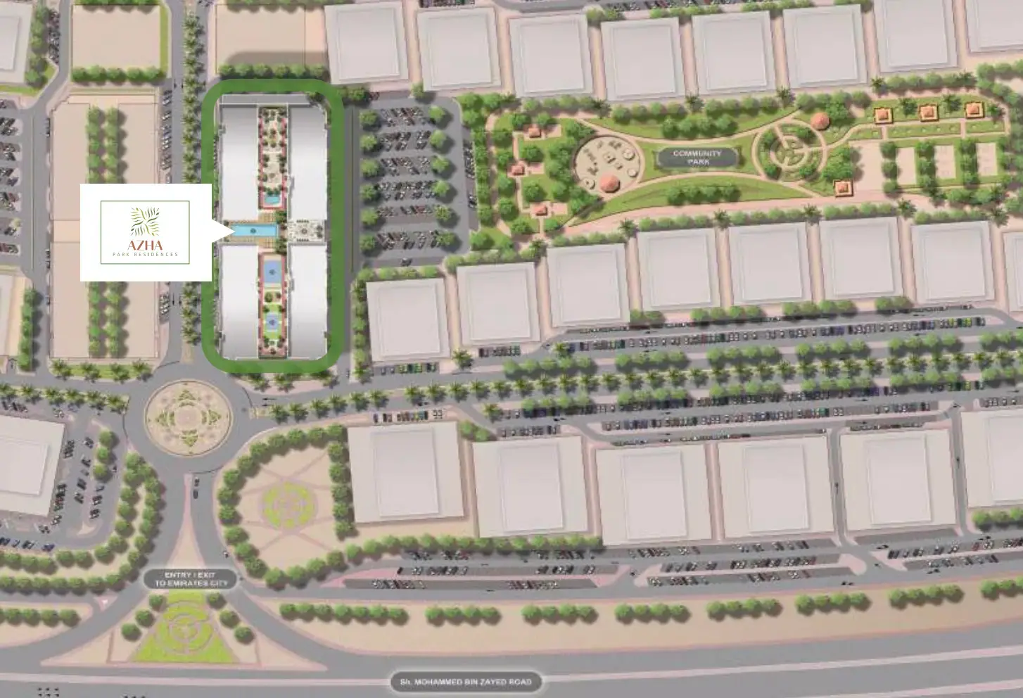 Azha Park Residences masterplan, Ajman
