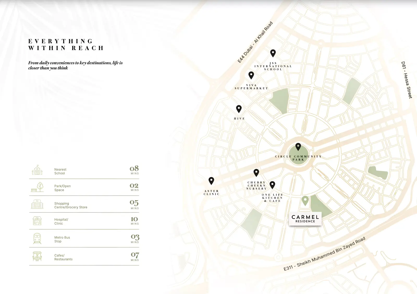 Carmel Residences masterplan, Jumeirah Village Circle