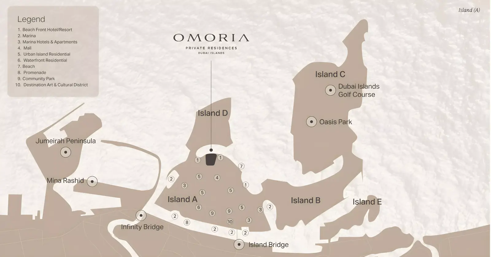 Omoria Resort Residences masterplan, Dubai Islands