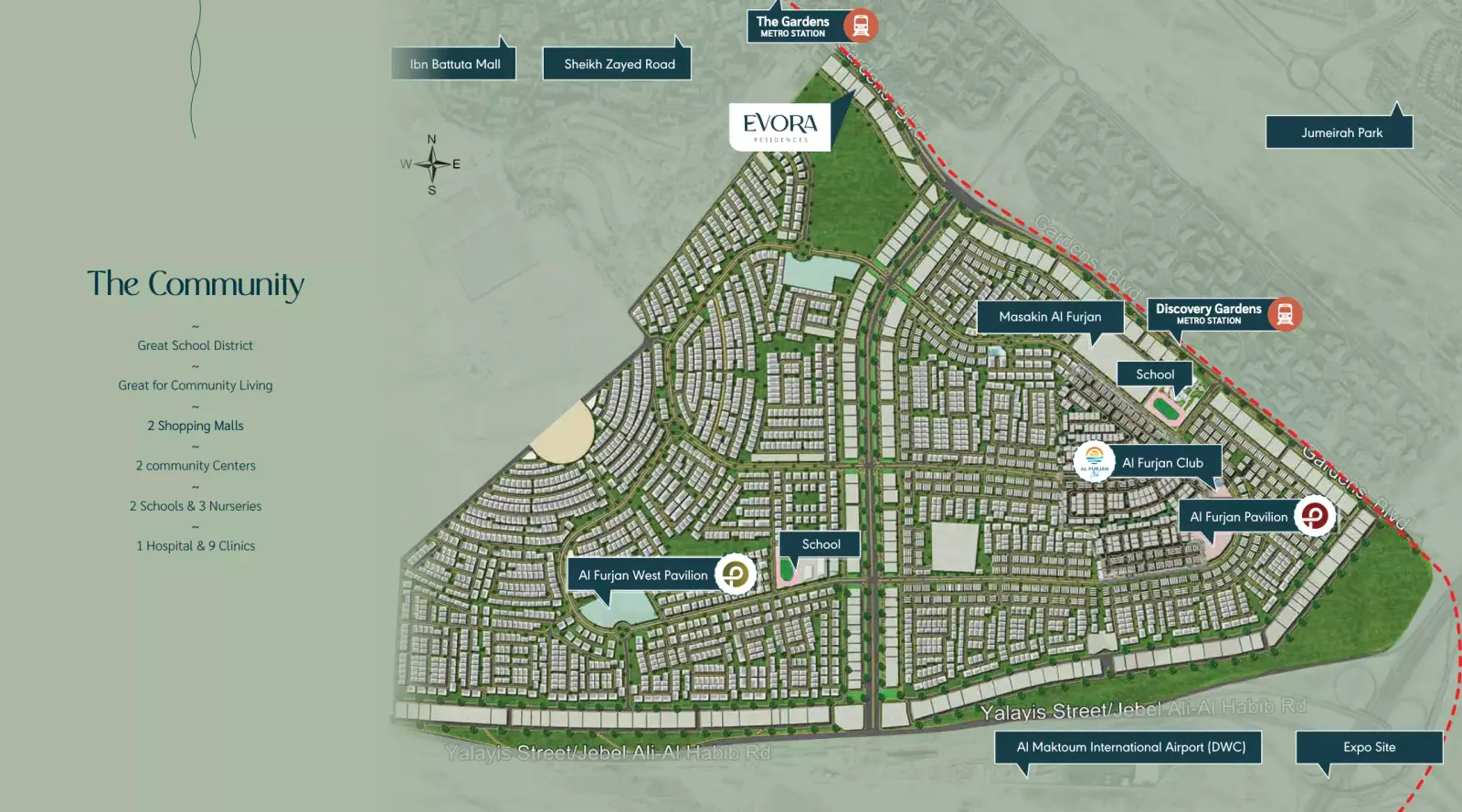 Evora Residences masterplan, Al Furjan