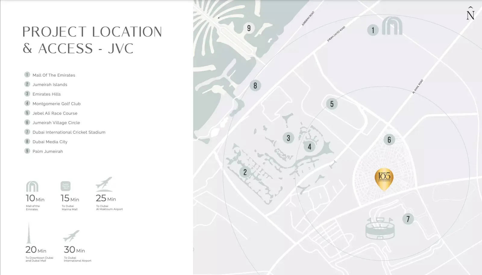 105 Residences masterplan, Jumeirah Village Circle