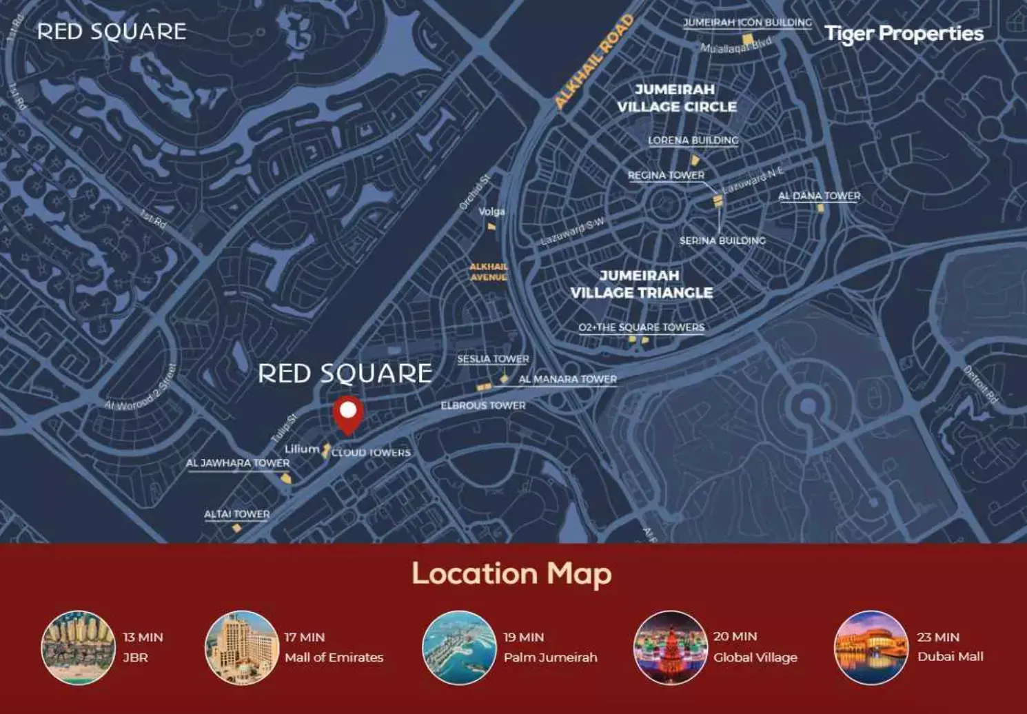 Red Square Tower masterplan, Jumeirah Village Triangle