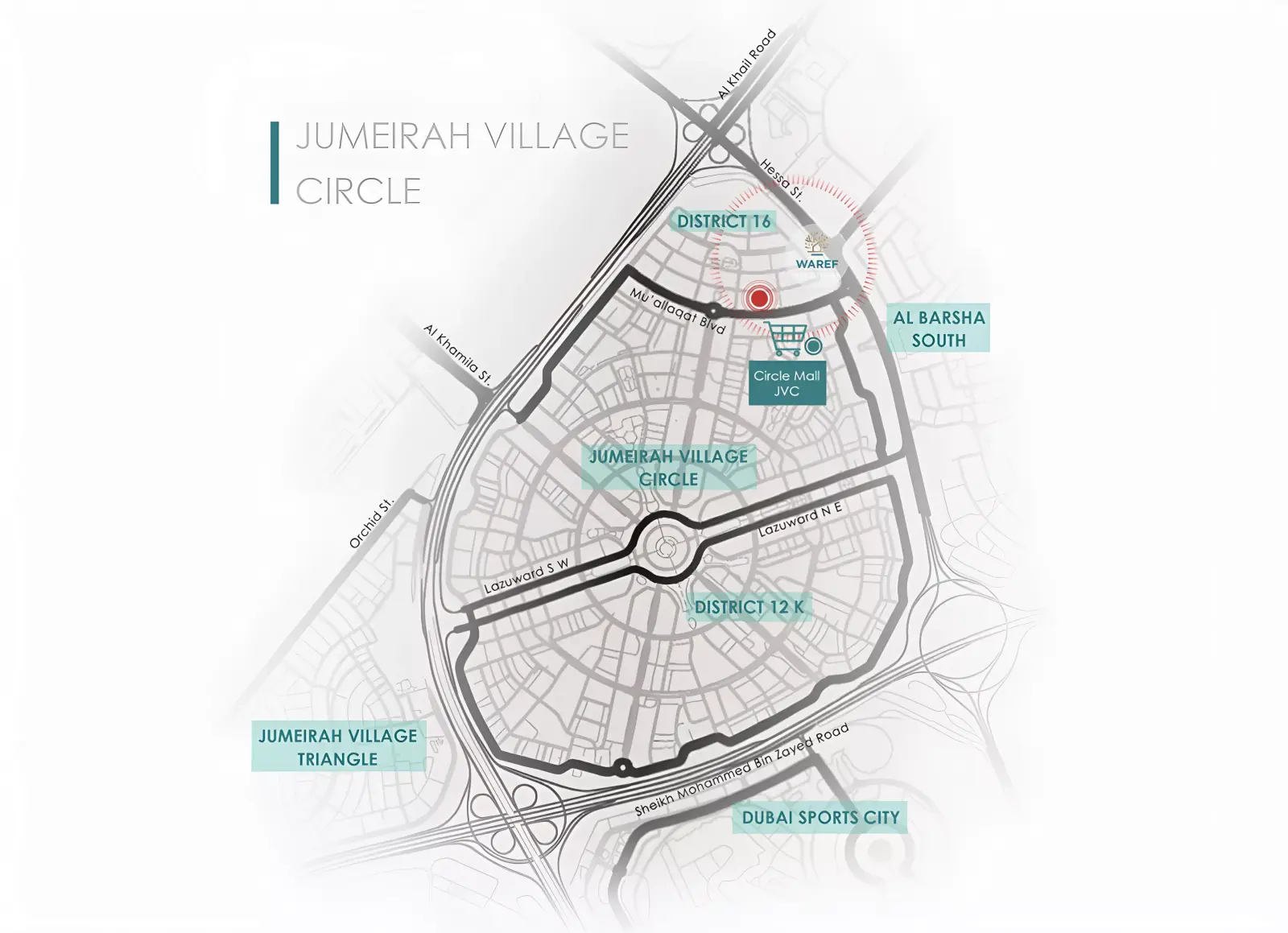Masterplan Waref Residences, Jumeirah Village Circle