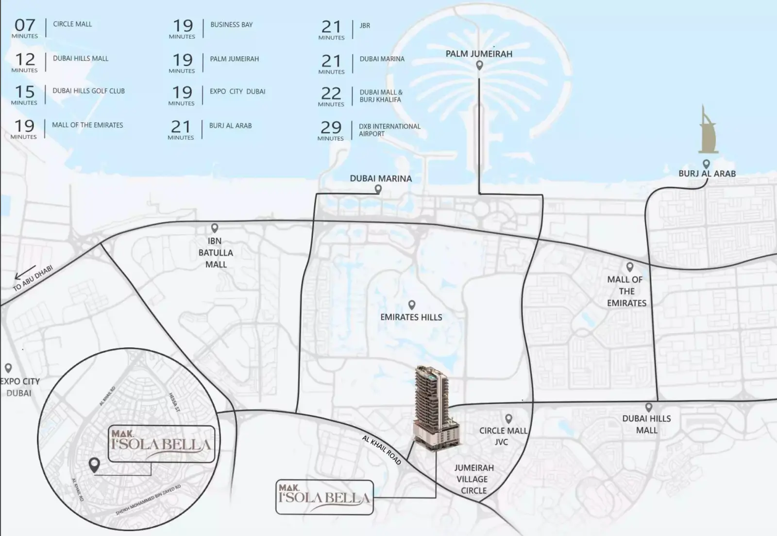 Mak I'Sola Bella masterplan, Jumeirah Village Circle