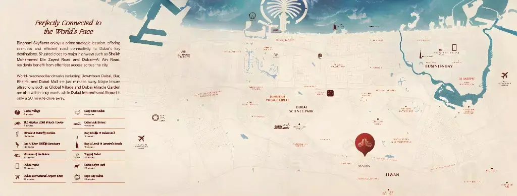 Binghatti Skyflame masterplan, Majan