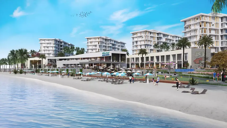 Blue Waves At Bluebay Walk by Ajmal Makan in Sharjah Waterfront City