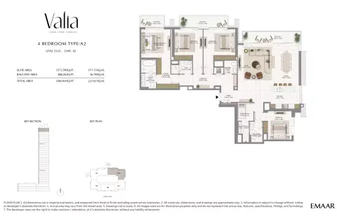 Valia Tower: Floor plan Type A2, 2,560 sq ft