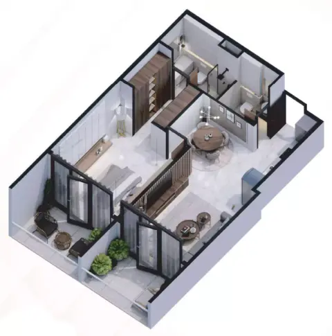 Golden Woods Albab Views: Type A, 644 sq ft 户型图