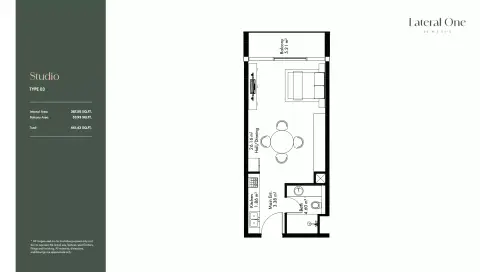 Lateral One: Floor plan Type 03, 441 sq ft