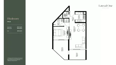 Lateral One: Floor plan Type 07, 839 sq ft