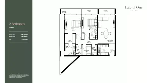 Lateral One: Floor plan Type 04, 1,419 sq ft