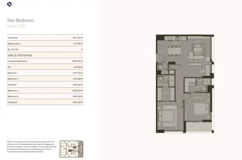 Koyo Residence: Планировка Type 1, 1,022 sq ft