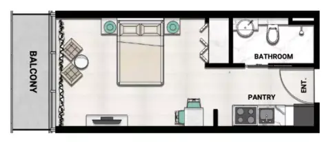 Dusit Rijas Residence: Floor plan Type 1, 362 sq ft