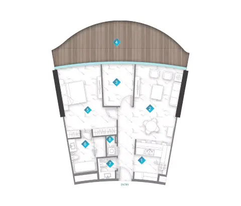 Dusit Rijas Residence: Floor plan Type 3, 1,269 sq ft