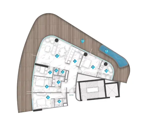 Dusit Rijas Residence: Floor plan Type 3, 3,369 sq ft