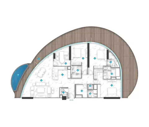 Dusit Rijas Residence: Floor plan Type 1, 3,350 sq ft
