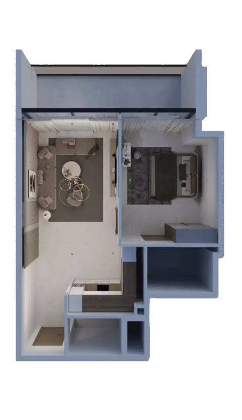 AG Ark Tower: फ़्लोर प्लान Type D, 719 sq ft