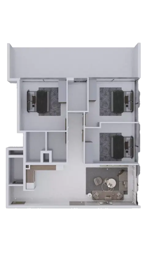 AG Ark Tower: फ़्लोर प्लान Type B, 1,355 sq ft