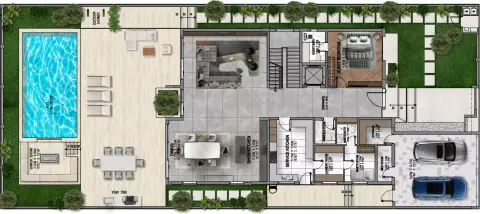 Waterfront Villas: Floor plan Amber Villa, 10,190 sq ft