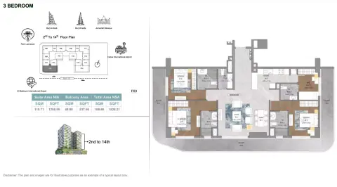 Forest City Tower: Floor plan Type A, 1,826 sq ft