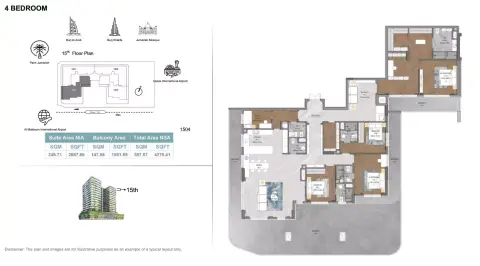 Forest City Tower: Floor plan Type A, 4,279 sq ft