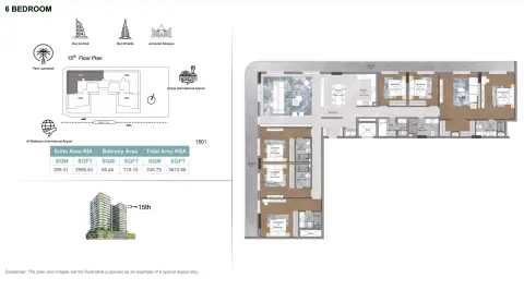 Forest City Tower: Floor plan Type A, 3,613 sq ft