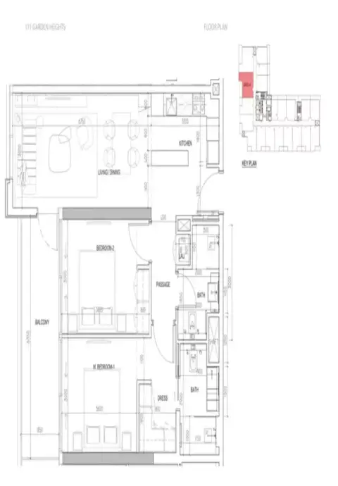 171 Garden Heights: Type A 户型图