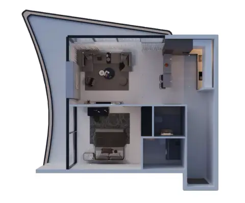 AUM Residence: Floor plan Type C, 828 sq ft