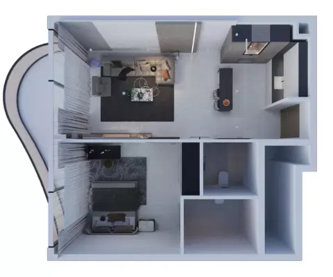 AUM Residence: Floor plan Type B, 712 sq ft