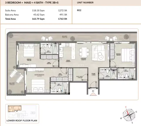 Enso Amber: Floor plan 3BS, 1,763 sq ft