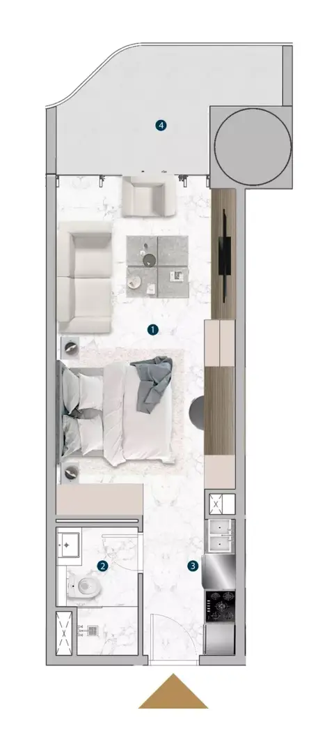 Franck Muller Vanguard: Floor plan Type B, 487 sq ft