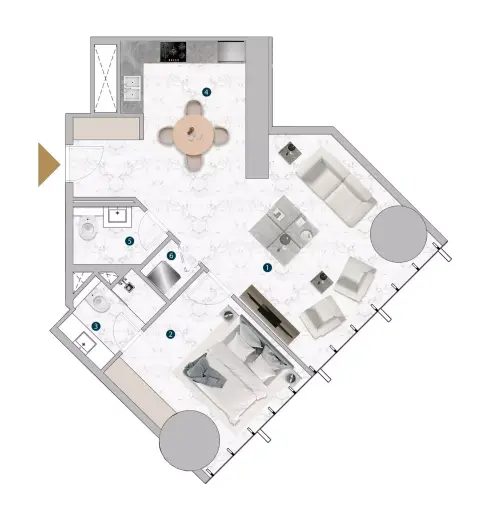 Franck Muller Vanguard: Floor plan Type B, 758 sq ft