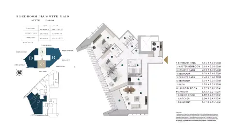 Franck Muller Vanguard: Floor plan Type A, 1,802 sq ft