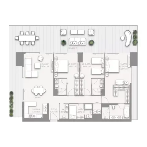 Fairmont Residences Solara Tower: Type C, 2,653 sq ft 户型图