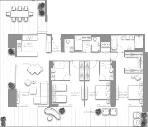 Fairmont Residences Solara Tower: Type B, 2,759 sq ft 户型图