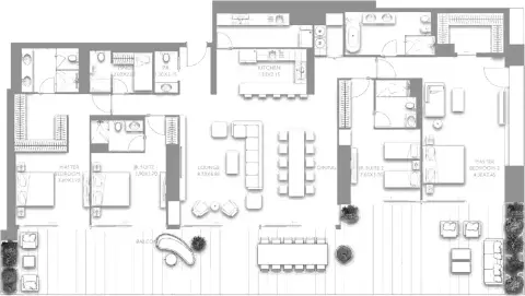 Fairmont Residences Solara Tower: Type B, 4,032 sq ft 户型图