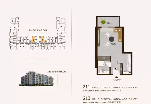 Sports View Residence: Floor plan Type B, 475 sq ft