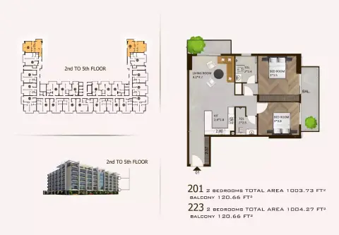 Sports View Residence: Floor plan Type C, 1,003 sq ft